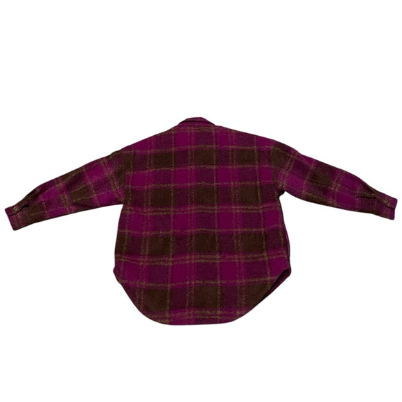 Good American Boyfriend Buffalo Plaid Shacket in Pop Thistle - Picture 6 of 14